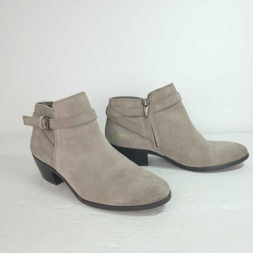 Sam Edelman Pirro Gray Suede Leather Ankle Booties Zip Closure Size 6.5